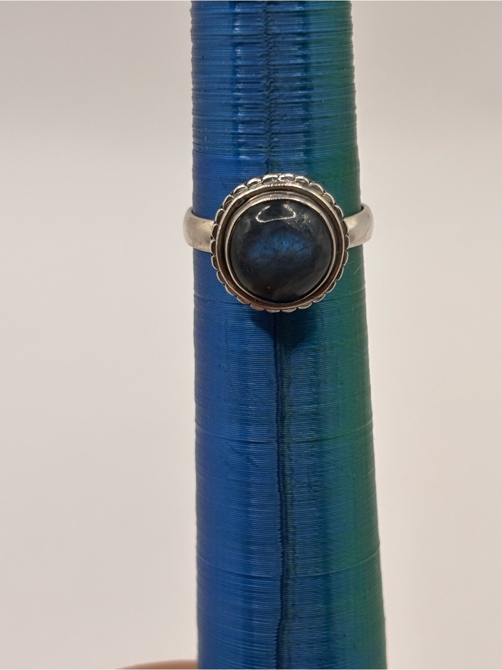 Sterling Silver Labradorite Ring Blue Flash Size 7 Bezel Set